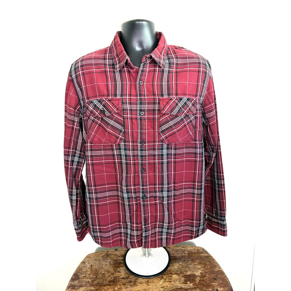 DC Shoes Red Black Plaid Flannel Shirt Men's Medium